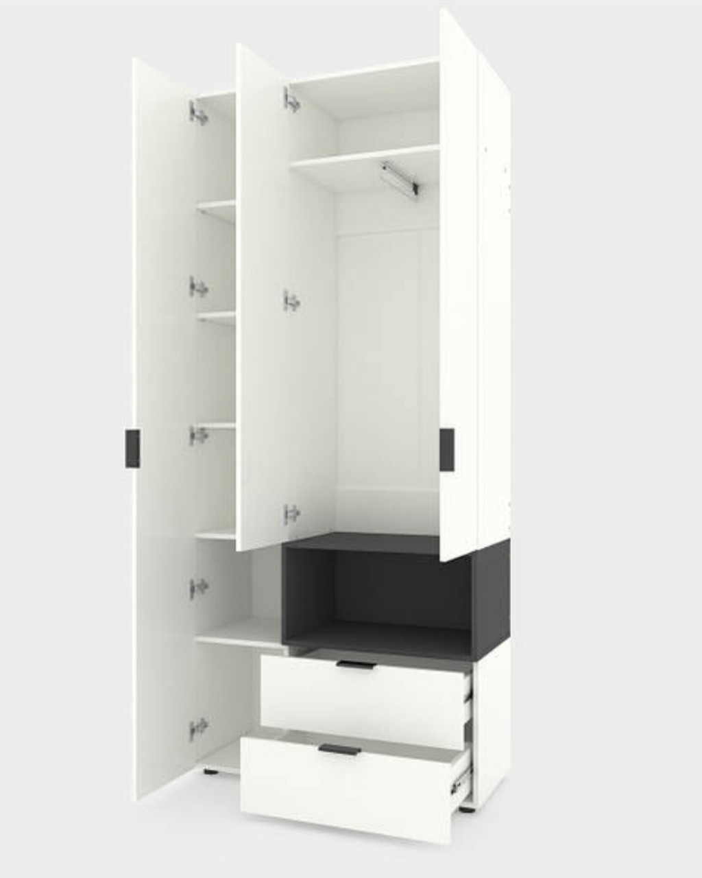 Шафа Home A002R 1000х420х2300 ЛДСП Білий Сніг - Антрацит