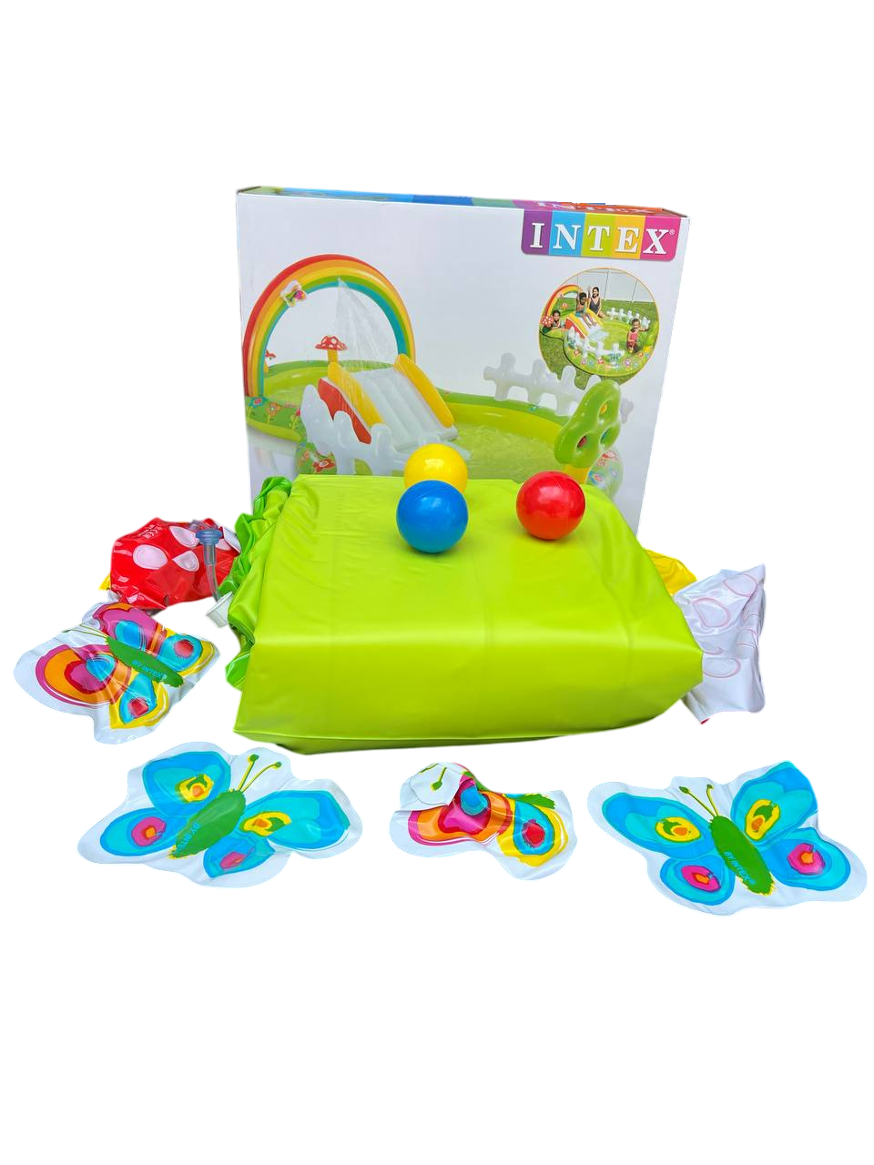 Дитячий надувний ігровий центр Intex Rainbow Ring Play Center 290×180×104 см