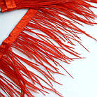 Пір’я 6-9см страусине червоне на стрічці