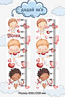 Ростометр для дітей на банерному матеріалі з іменем дитини, розмір 40×120 см