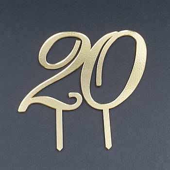 Топер акриловий Цифра 20 — золото
