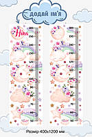 Ростометр для дітей на банерному матеріалі з іменем дитини, розмір 40×120 см