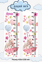 Ростометр для дітей на банерному матеріалі з іменем дитини, розмір 40×120 см