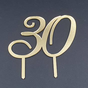 Топер акриловий Цифра 30 — золото