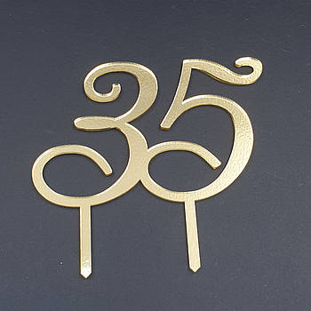 Топер акриловий Цифра 35 — золото