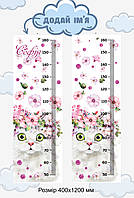 Ростометр для дітей на банерному матеріалі з іменем дитини, розмір 40×120 см