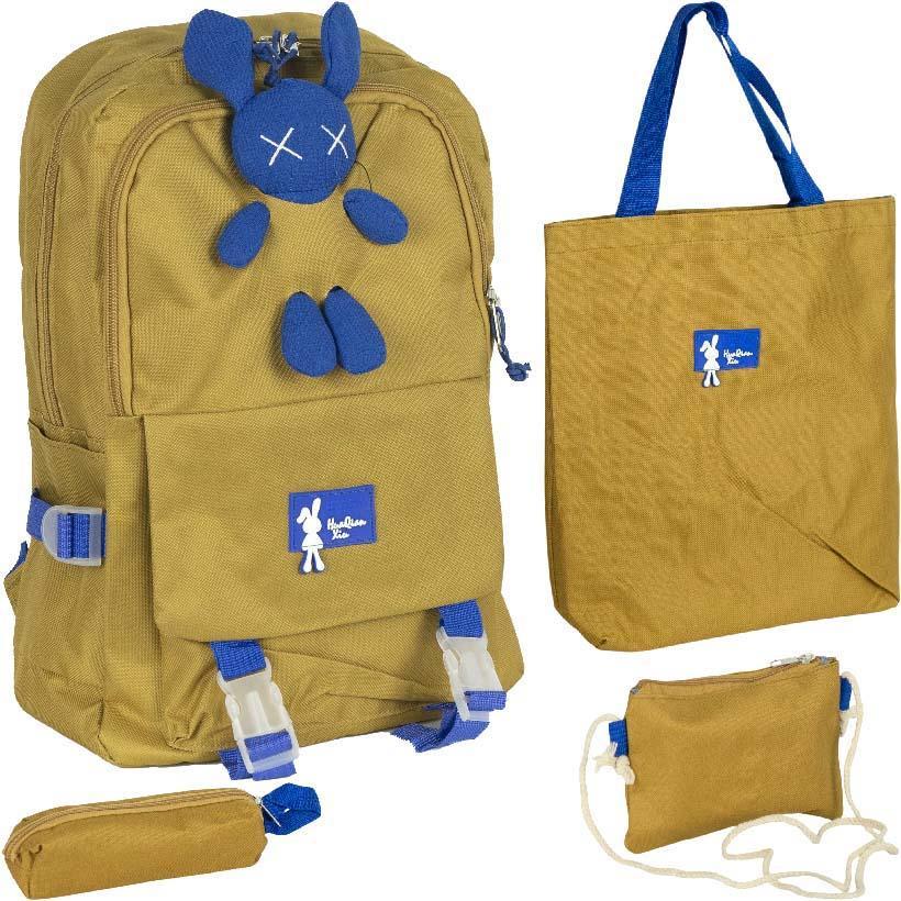 Рюкзак жіночий шкільний 4 в 1: рюкзак для дівчинки, сумка, косметичка, пенал, №-5 оливковий