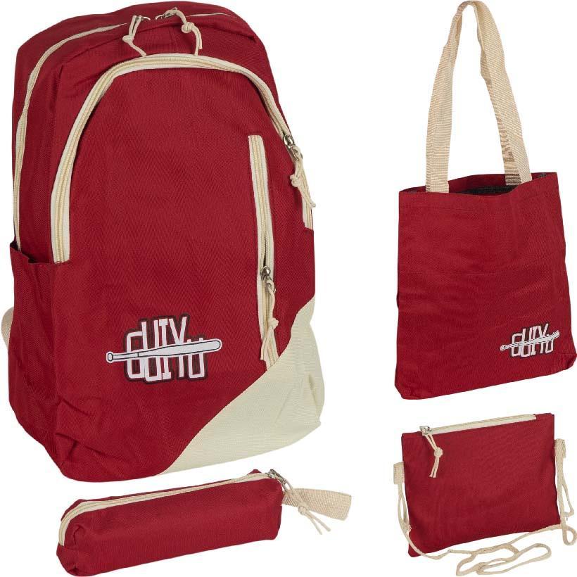 Рюкзак жіночий шкільний 4 в 1: рюкзак для дівчинки, сумка, косметичка, пенал, №-18 червоний