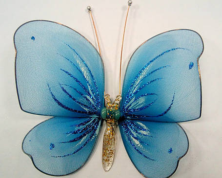 Декоративний Метелик для штор блакитна, фото 2