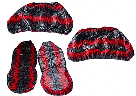 Хутряні універсальні чохли на сидіння авто  /  Червоні чохли з еко-хутра