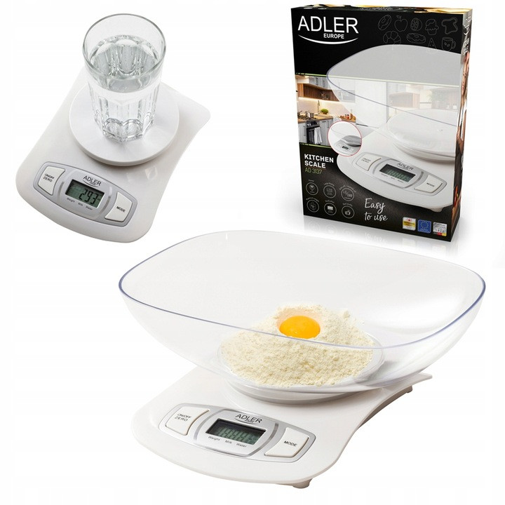 Кухонні ваги Adler AD 3137w – з чашею 1,5 л, до 5 кг, фото 1