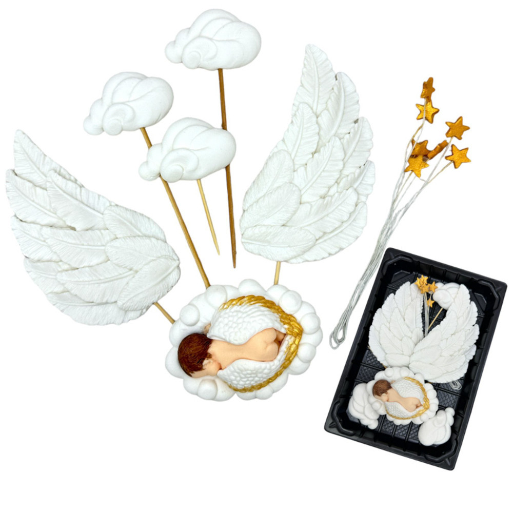 Набір кондитерських цукрових прикрас для хрещення “Крилаті сни” 2Д, фото 1