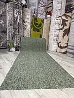 Доріжка дарничанка ширина рулону 80 см зелена, безворсова однотонна доріжка на підлогу