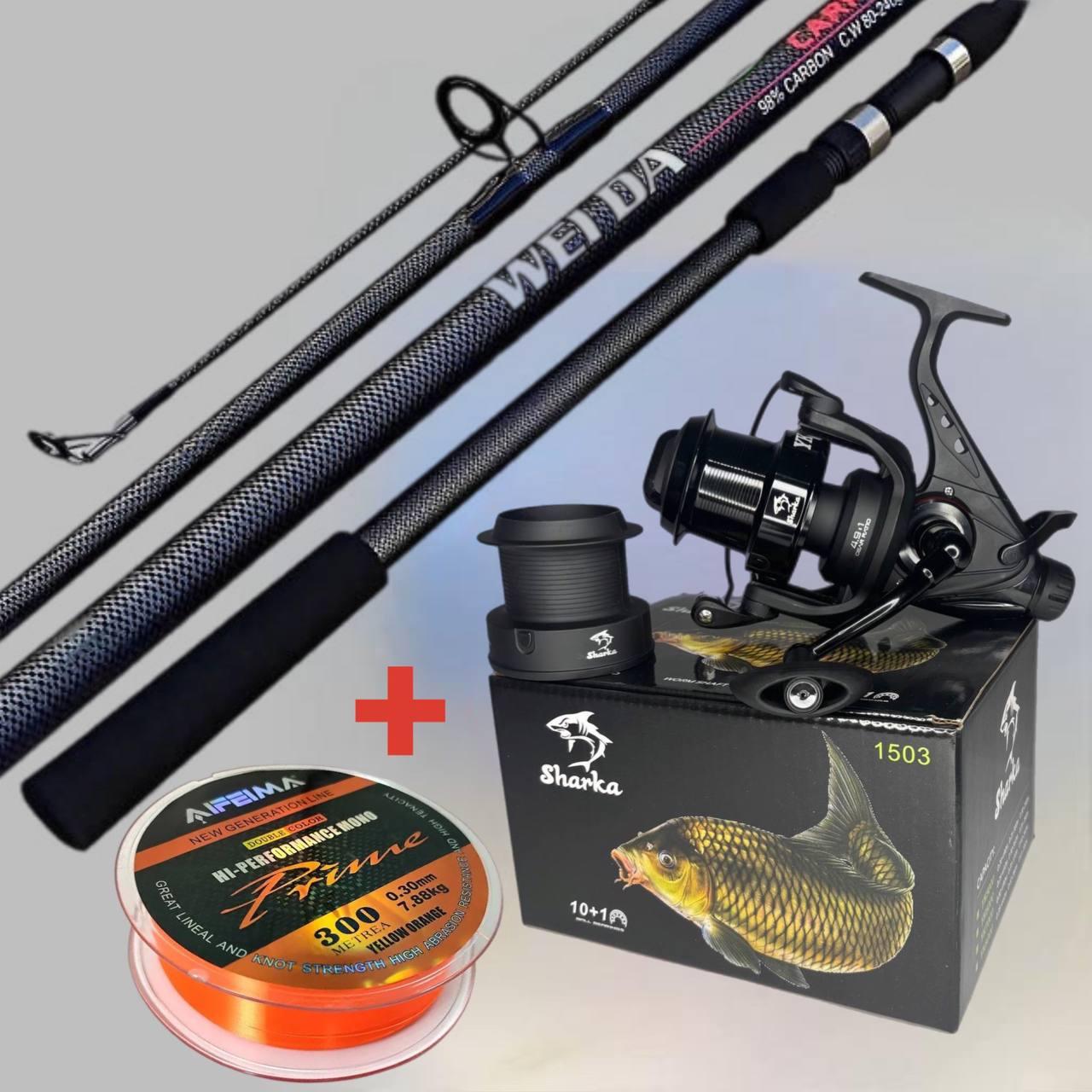 Карповий комплект з вудлищем 3,9m і котушкою 8000, волосінню 300m "Master Carp"