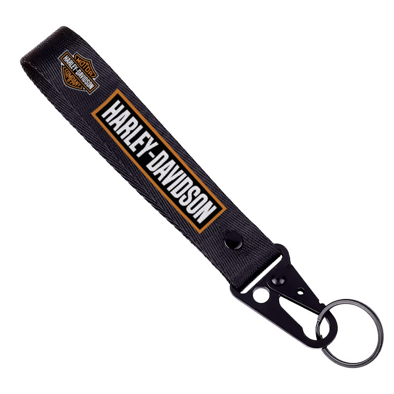 Брелок чорний з карабіном з маркою мотоцикла Harley-Davidson / Харлі-Девідсон. Найкращий подарунок чоловіку, фото 1