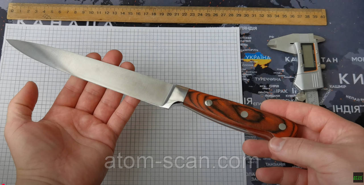 1шт Новий якісний кухонний Ніж дерево нержавіюча сталь, фото 1