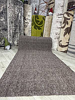 Доріжка дарничанка ширина рулону 80 см горіхова, безворсова доріжка на підлогу, однотонна, прошита