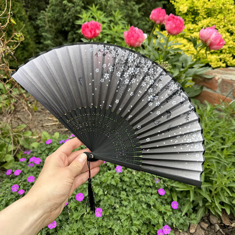 Віяло тканинне «Градієнт» Чорний, фото 1