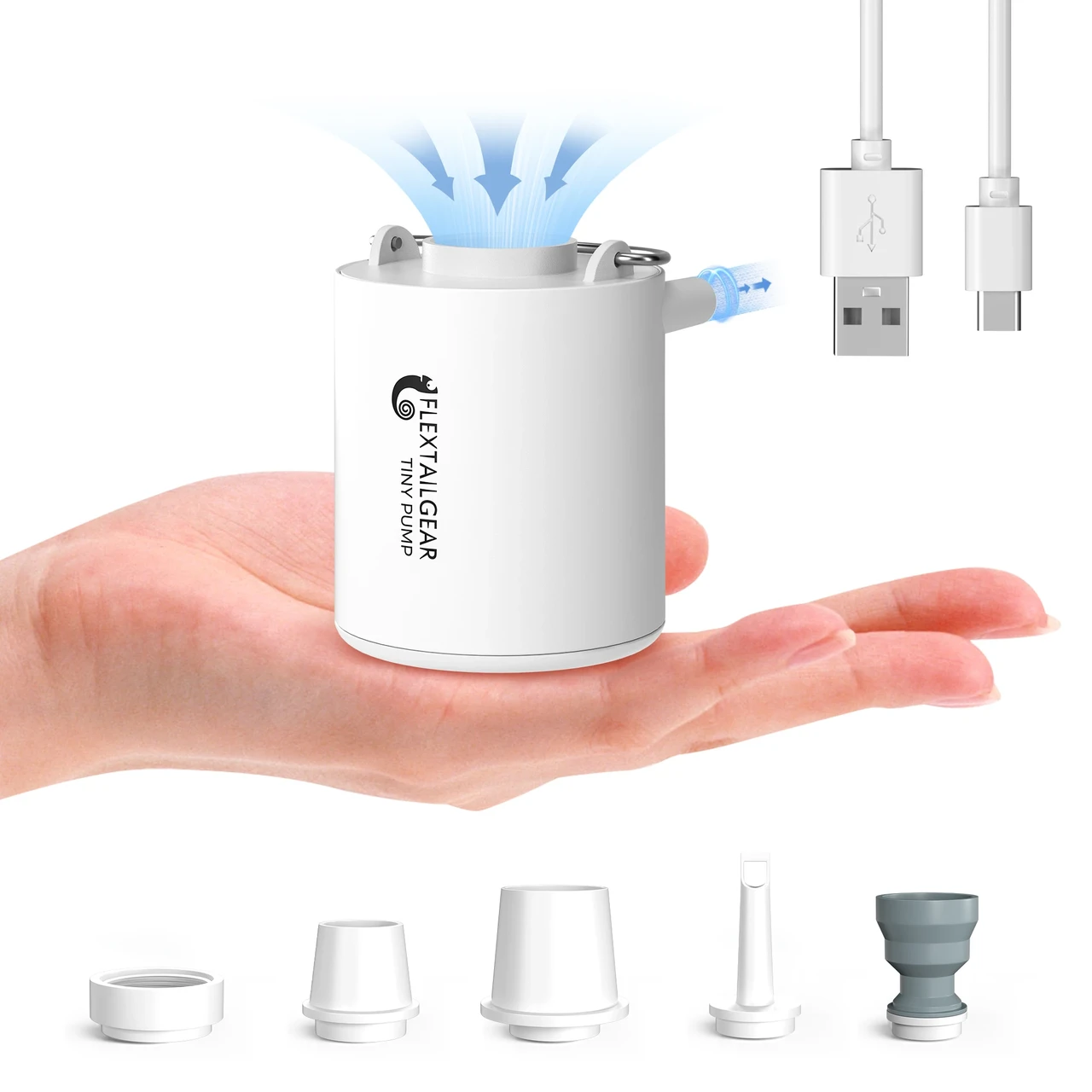 Насос туристичний електричний бездротовий 3в1 з акумулятором 1300 мА·год і ліхтариком для човнів, матраців, фото 1