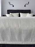 Покривало з преміальними смужками, 100% cotton, молочний колір (Розміри  в асортименті), фото 3