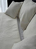 Покривало з преміальними смужками, 100% cotton, молочний колір (Розміри  в асортименті), фото 8
