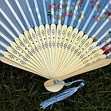 Віяло складне в китайському стилі Блакитне, фото 2