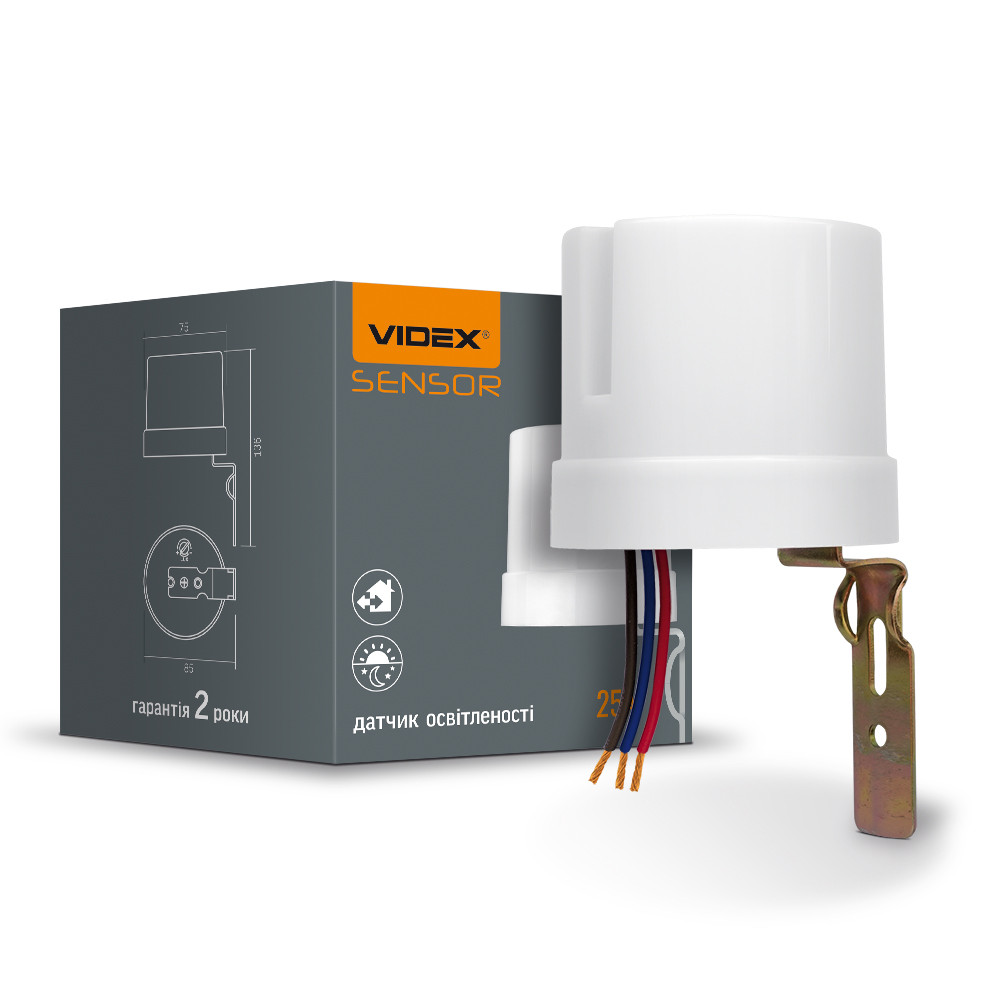 Датчик освітленості VIDEX 25A 220V фотометричний Білий (VL-SN03)