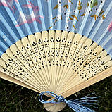 Віяло тканинне «Зайці» Блакитне, фото 2