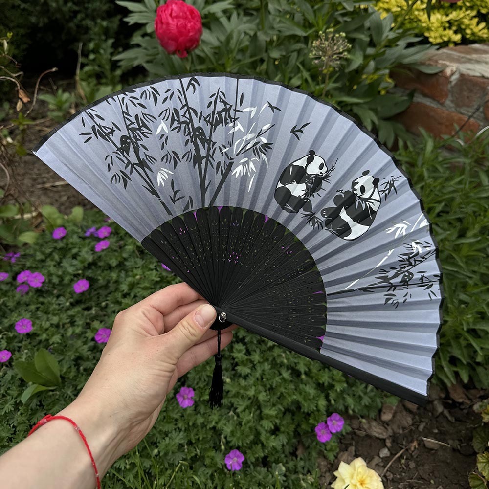 Віяло тканинне «Панди», фото 1