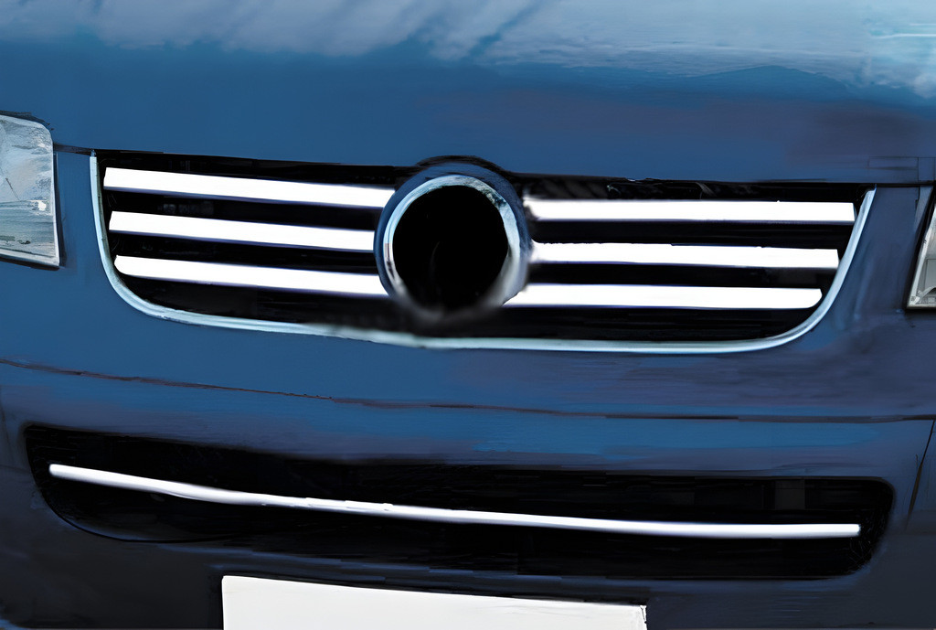 Накладки на решітку (6 шт, нерж) Carmos - Турецька сталь для Volkswagen T5 Caravelle 2004-2010 рр, фото 1