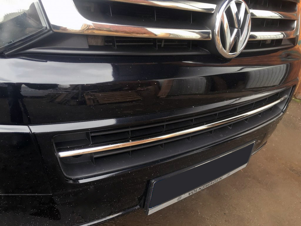 Накладка на решітку бампера (нерж) OmsaLine - Італійська нержавійка для Volkswagen T5 2010-2015 рр, фото 1