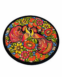 Дерев'яна тарілка 30 см з петриківським розписом "Райський Сад", гарний подарунок у подарунковій коробці