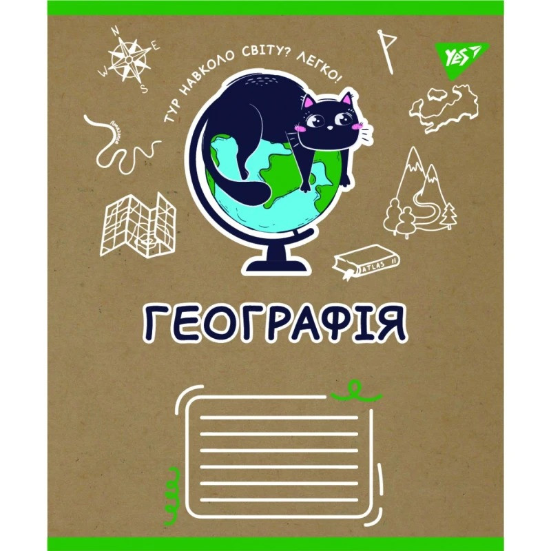 Предметний зошит шкільний в клітинку 48 аркушів Yes, географія