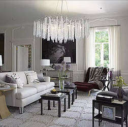 Кришталева люстра Гліцинія з алюмінієвим каркасом, 10 ламп, хром 76см