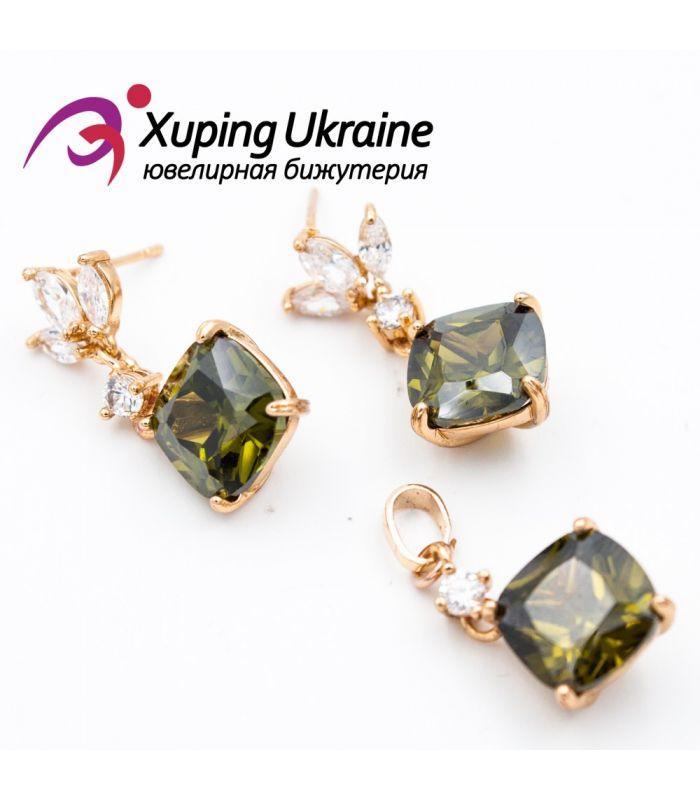Комплект з цирконами, лимонна позолота (324314.2(2))