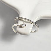 Каблучка срібна тонка з доріжкою з білих круглих фіанітів