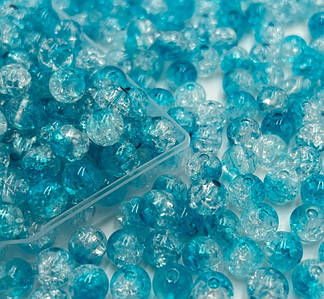 Акрилові намистини "Бите скло" / Двоколірні / Ø-8 мм / Упаковка 20 грам ≈ 68 шт / Блакитний №60