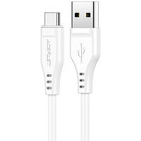 Кабель USB 2.0 AM-Type-C M, 1.2м 3A TPE C3-04 White Acefast (6974316280873)