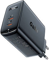 Зарядний пристрій 2xUSB 50W (USB-C+USB-C) Gan A29 Fast Charger Black Acefast (6974316281443)