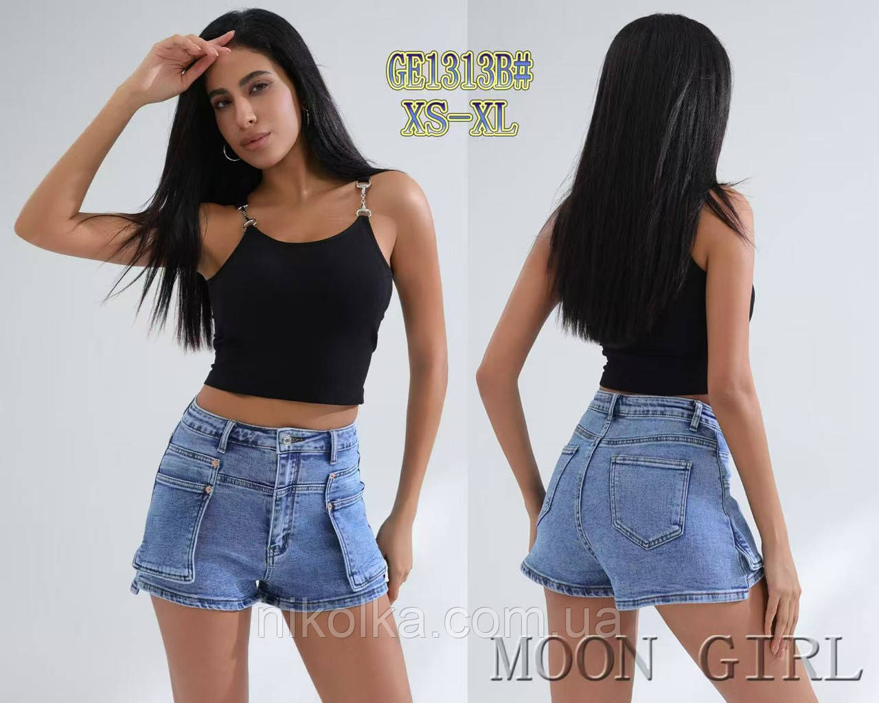 Шорти джинсові жіночі оптом, XS-XL рр., арт. Si-GE1313B, фото 1