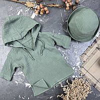 Комплект туніка + панамка муслін muslin cotton BEWARM Хакі