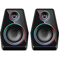 Акустична система 2.0 Defender Solar 10, 10Вт, Bluetooth, RGB підсвітка, USB, чорна
