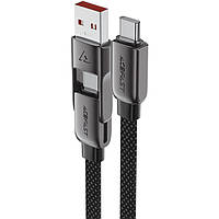 Кабель USB 2.0 Type-C M-M to USB-AM, 1.2м (20V/3.0A) zink alloy Black, C13-04 Acefast (6974316282334)