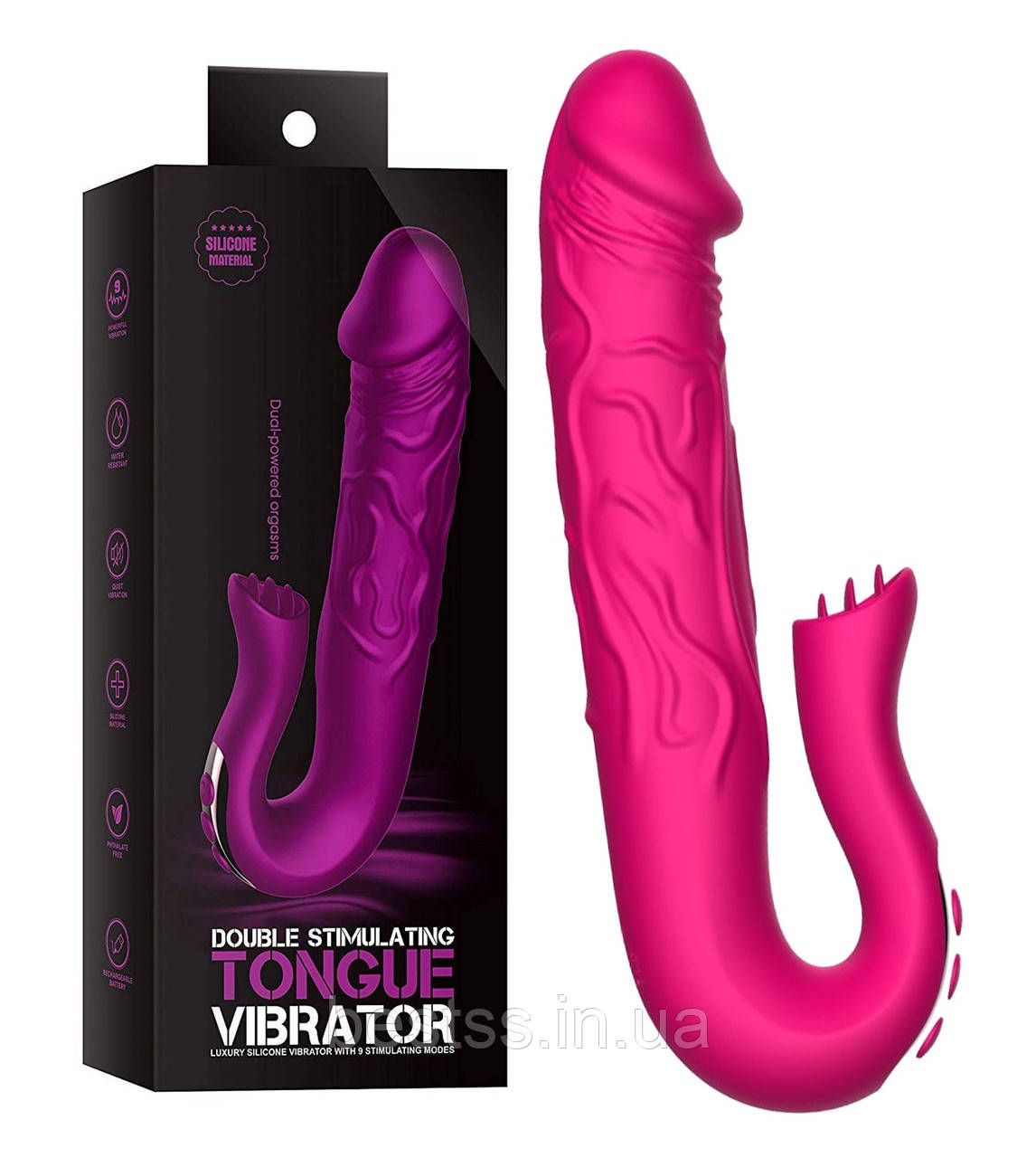 Реалістичний вібратор-ділдо з 10 режимами вібрації та 3 режимами лизання Realistic Tongue Stimulating Vibrator