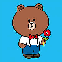 Картина по номерах Лайн Френдс Браун з квіткою 25*25см Origamі (955020)