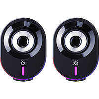 Акустична система 2.0 Defender Solar 8, 10Вт, Bluetooth, RGB підсвітка, USB, чорна