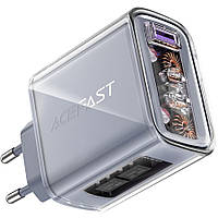 Зарядний пристрій 3xUSB 65W (2xUSB-C+USB-A) Gan A45 Fast Charger Mica gray Acefast (6974316282105)