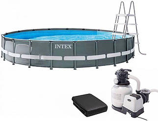 Каркасний басейн Intex 26334 ULTRA XTR (610х122 см) з пісочним фільтром, драбиною, підкладкою та тентом