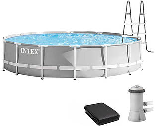 Каркасний басейн Intex 26724 (457х107 см) з картриджним фільтром, драбиною та тентом