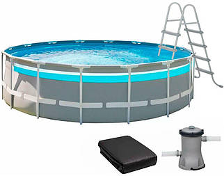 Каркасний басейн Intex 26730 (488х122 см) з картриджним фільтром, драбиною та тентом
